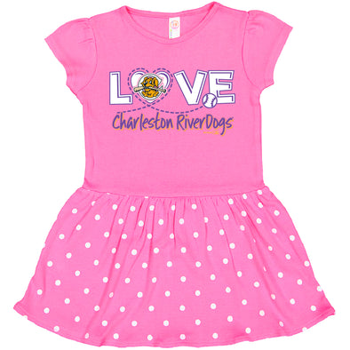 Charleston RiverDogs Toddler Raspberry Polk-a-Dot Dress